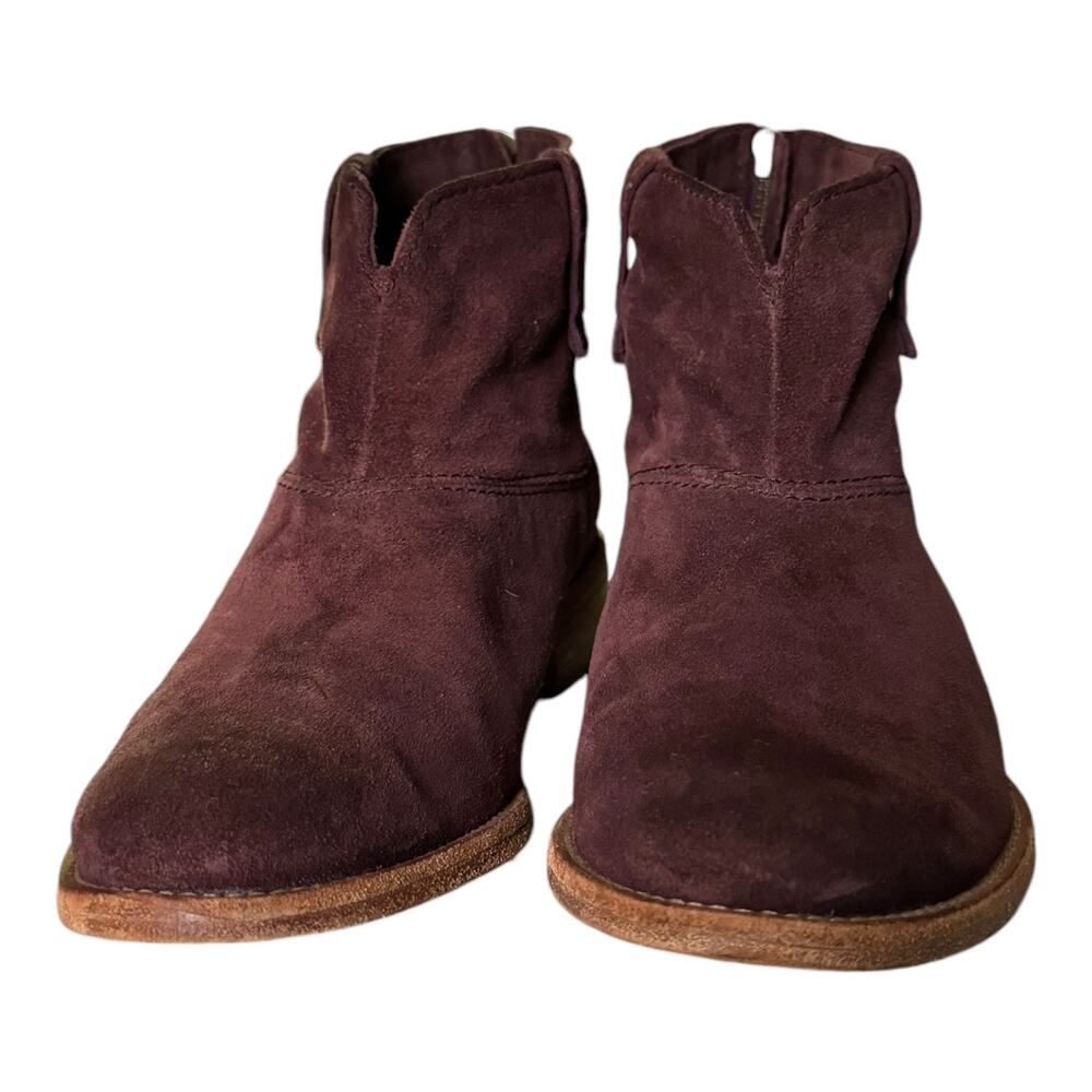 Johnston & Murphy Stephanie Maroon Suede Stitched Bootie heel zipper size 9 - Picture 10 of 15
